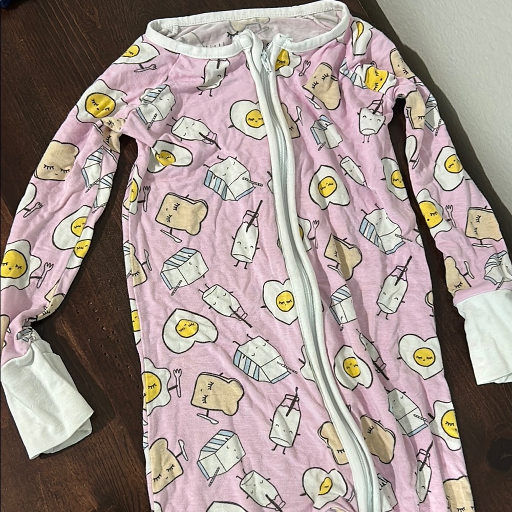Little Sleepies breakfast buddies footie pajama GUC sz 12-18 mos